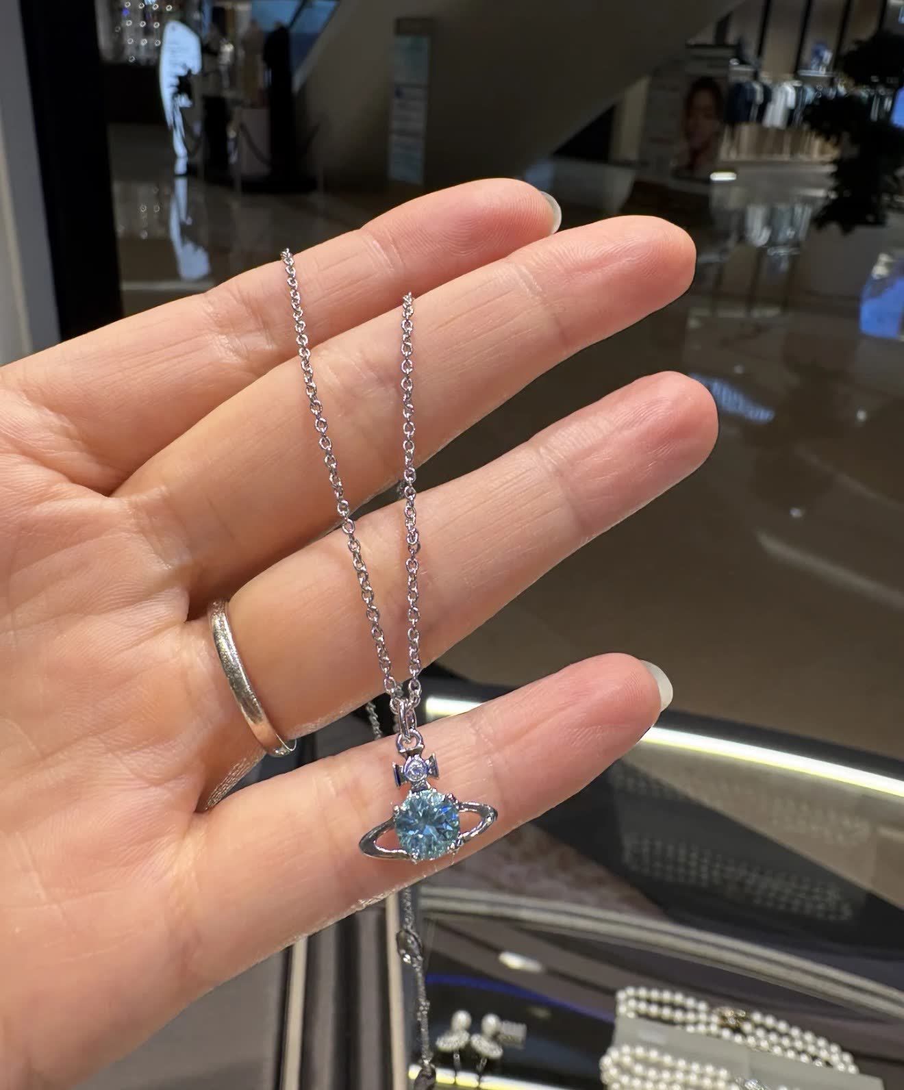 Vivienne Westwood Venus Blue Diamond Pendant Necklace